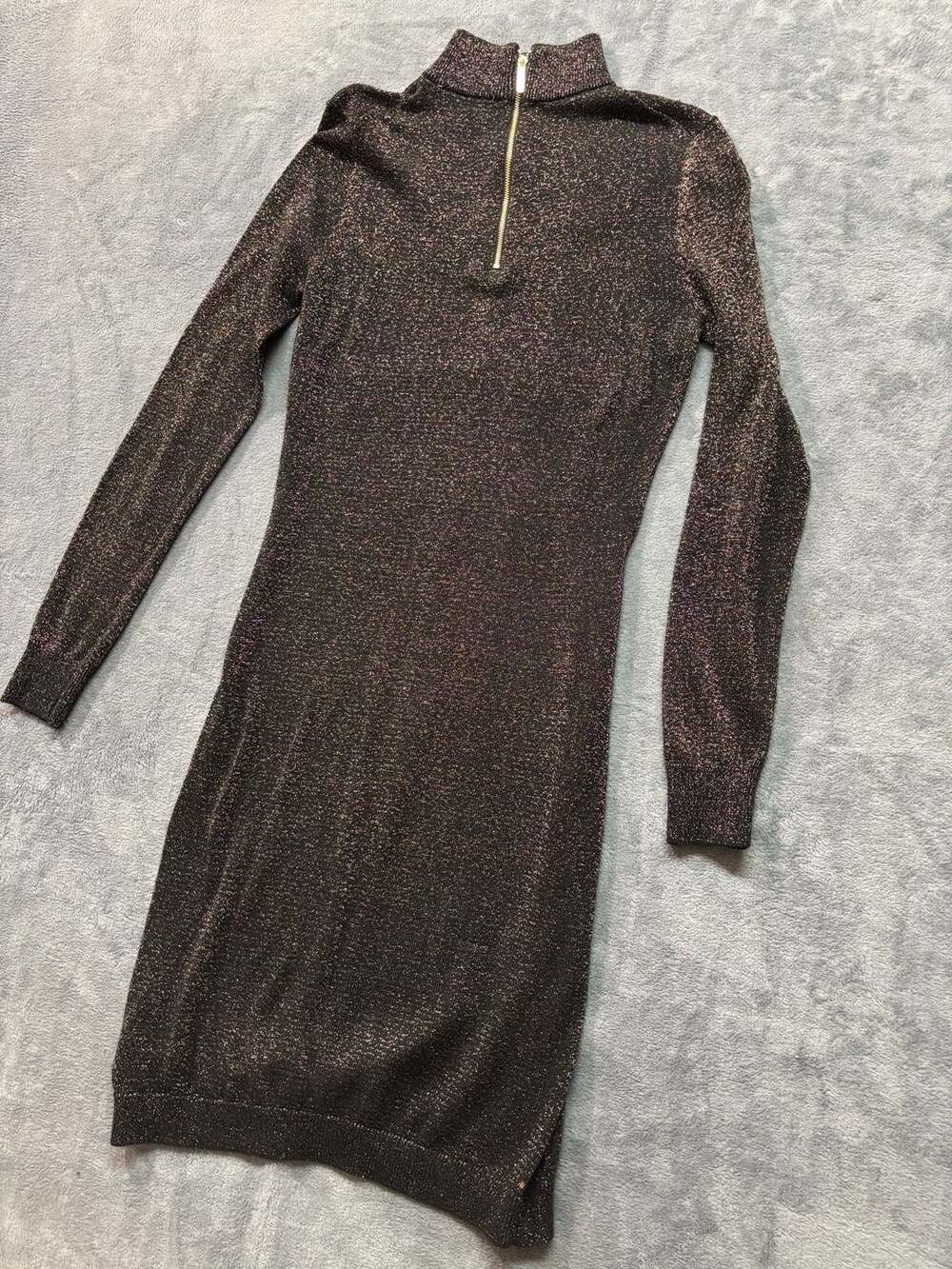 MICHAEL Michael Kors Women's Metallic Long Sleeve Mock Neck Sweater Dress
